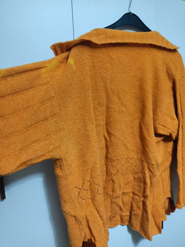 Düğmeli Kahverengi Yün Kadın Ceket - Görsel 4