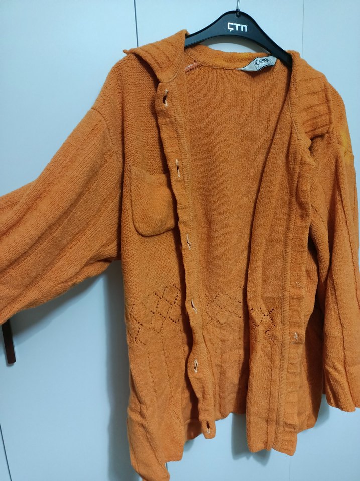 Düğmeli Kahverengi Yün Kadın Ceket - Görsel 3