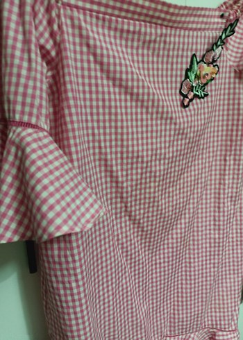 Koton Pembe Nakışlı Elbise - Görsel 4