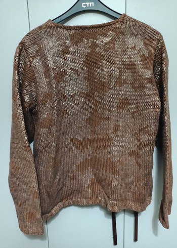 Bohem Tarzı Kahverengi Örgü Kadın Kazak - Görsel 4