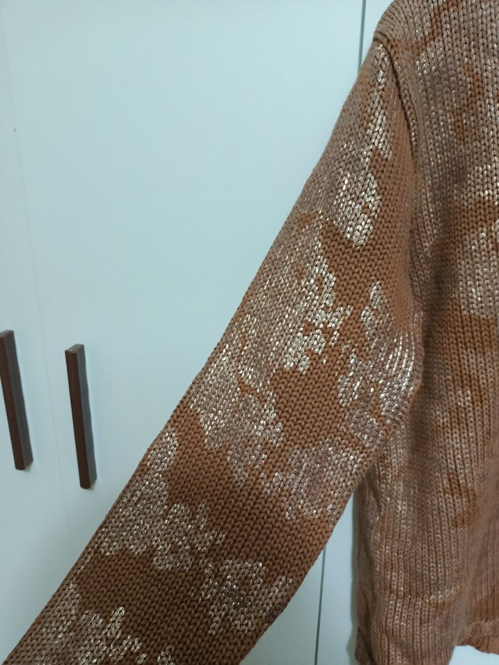 Bohem Tarzı Kahverengi Örgü Kadın Kazak - Görsel 3