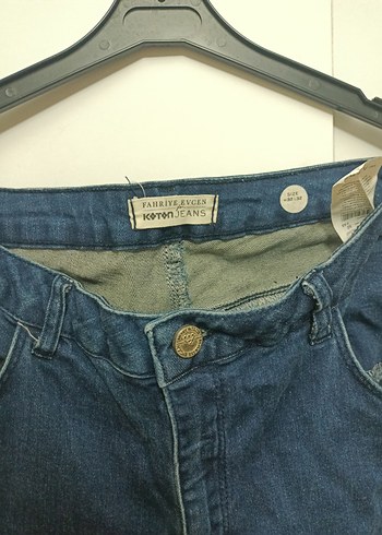 Özel Tasarım Kadın Mavi Denim Paça Fırfırlı  Pantolon - Görsel 2