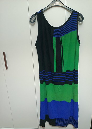 Kadın Çok Renkli Pilili Uzun Elbise - Görsel 2