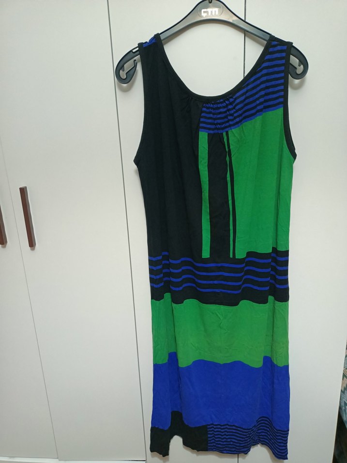 Kadın Çok Renkli Pilili Uzun Elbise - Görsel 2