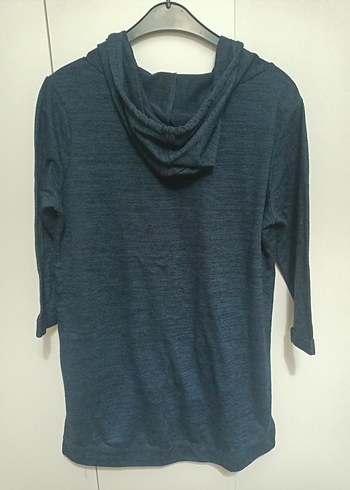 Kadın Lacivert Kapüşonlu Triko Sweatshirt - Görsel 3