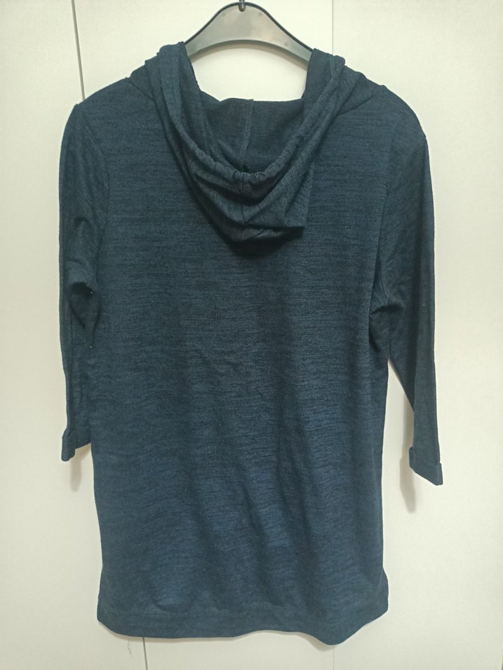 Kadın Lacivert Kapüşonlu Triko Sweatshirt - Görsel 3