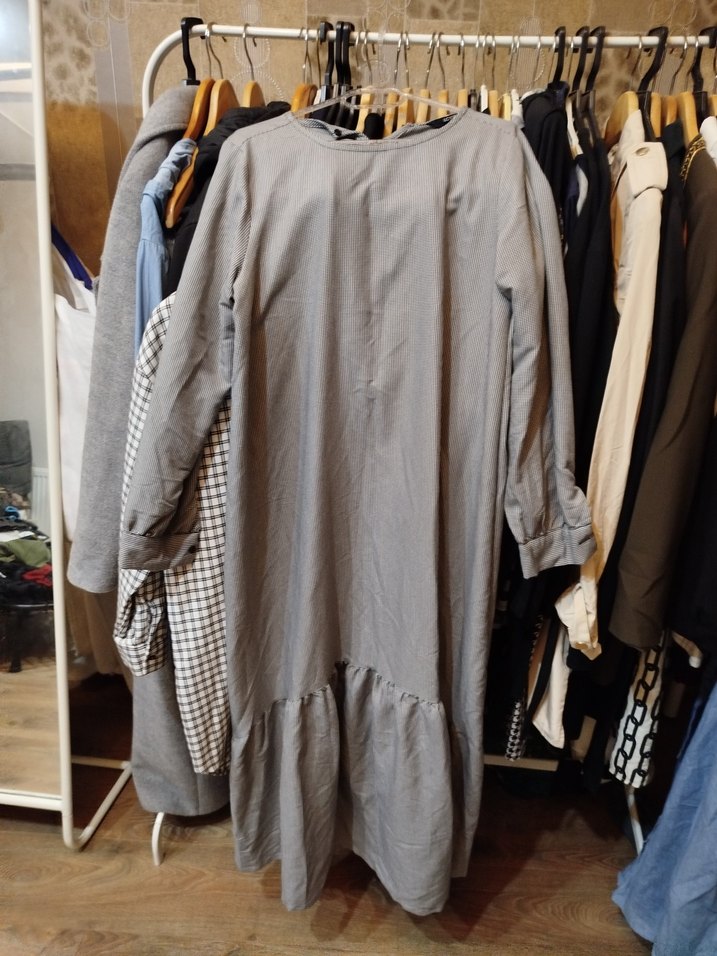 Gri Çizgili Uzun Kollu Hamile Elbisesi - Görsel 4