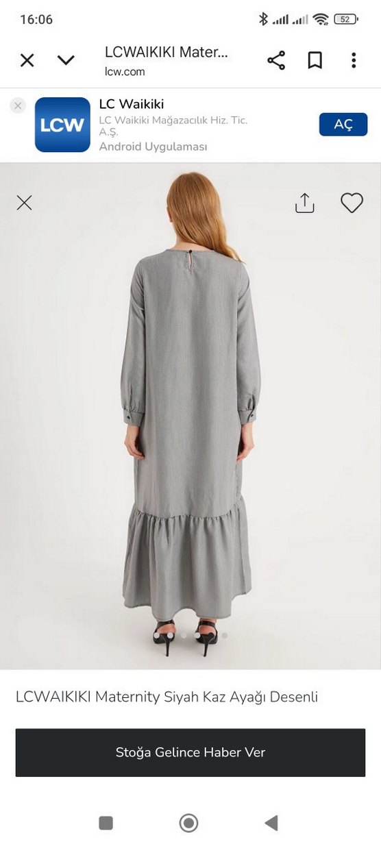 Gri Çizgili Uzun Kollu Hamile Elbisesi - Görsel 3