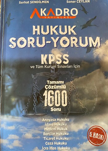 KPSS Hukuk Soru-Yorum Kitabı 1600 Çözümlü Soru