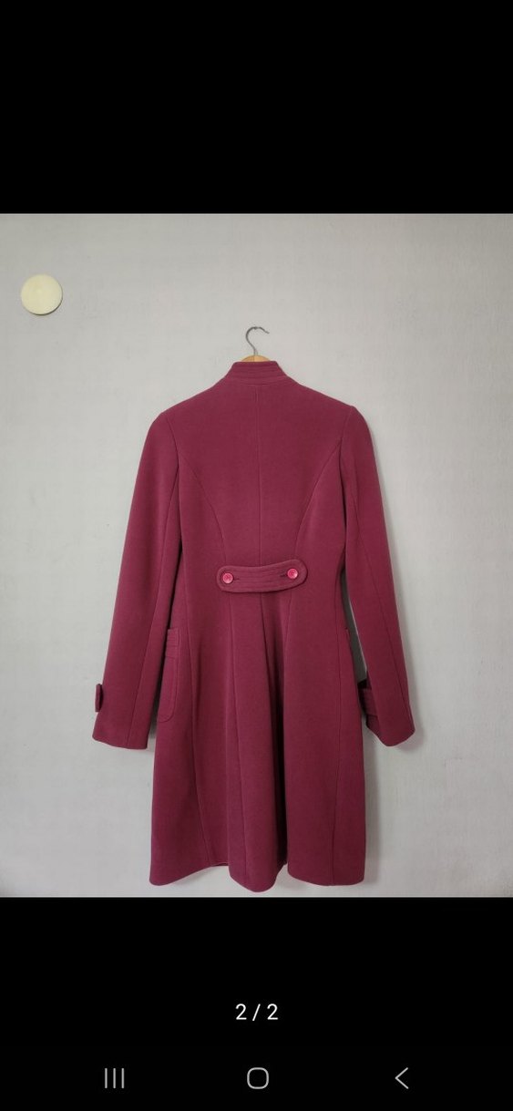 Düğmeli Bordo Kaban - Görsel 2