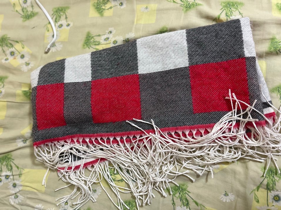 Gri Çok Renkli Kareli atkı - Görsel 2