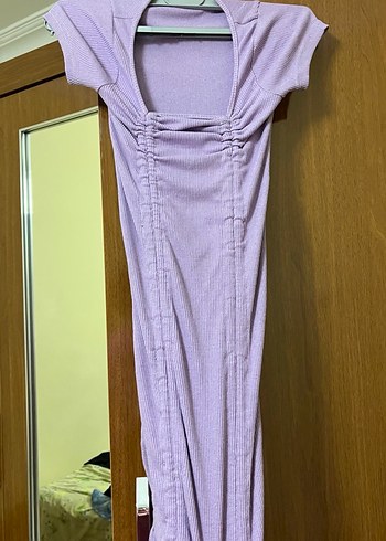 Mor Drapeli Uzun Kadın Elbise - Görsel 2