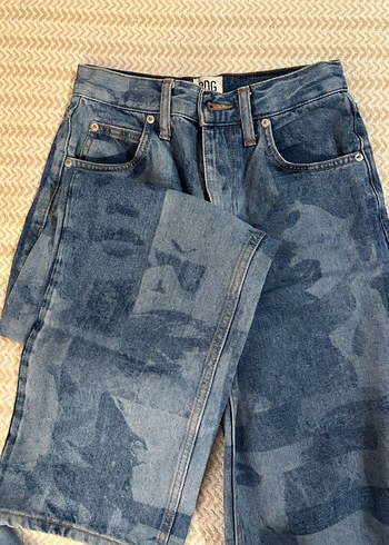 Bağlama Desenli Düğmeli Midi Kot Pantolon - Görsel 2