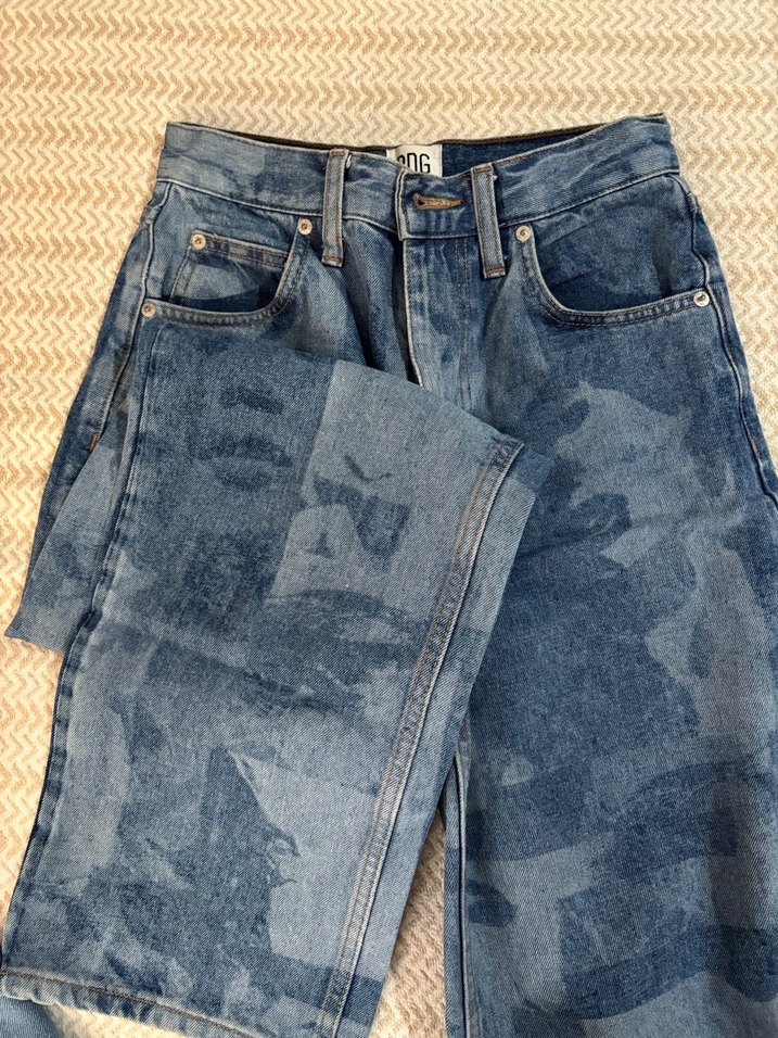 Bağlama Desenli Düğmeli Midi Kot Pantolon - Görsel 2