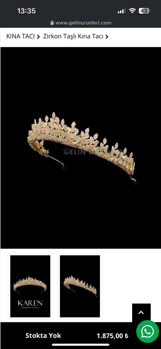 Altın Renkli Payetli Gelin Tacı - Görsel 2