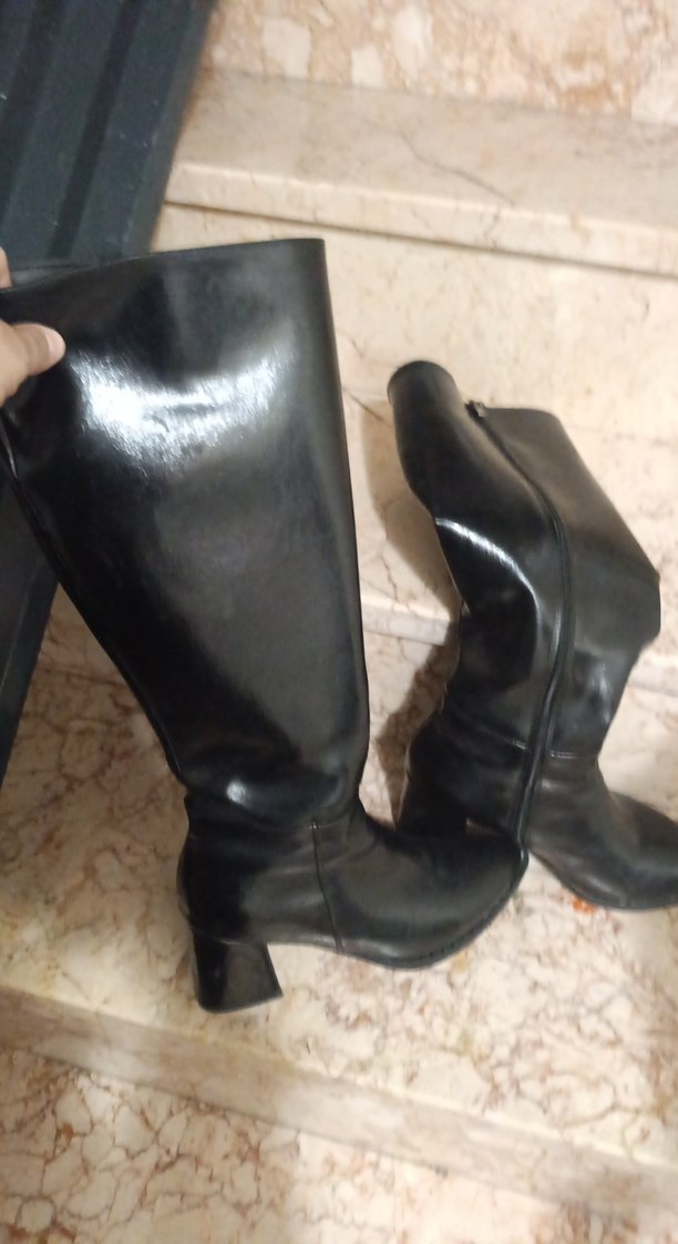 Kadın Siyah Deri Dizüstü Stiletto Çizme - Görsel 2