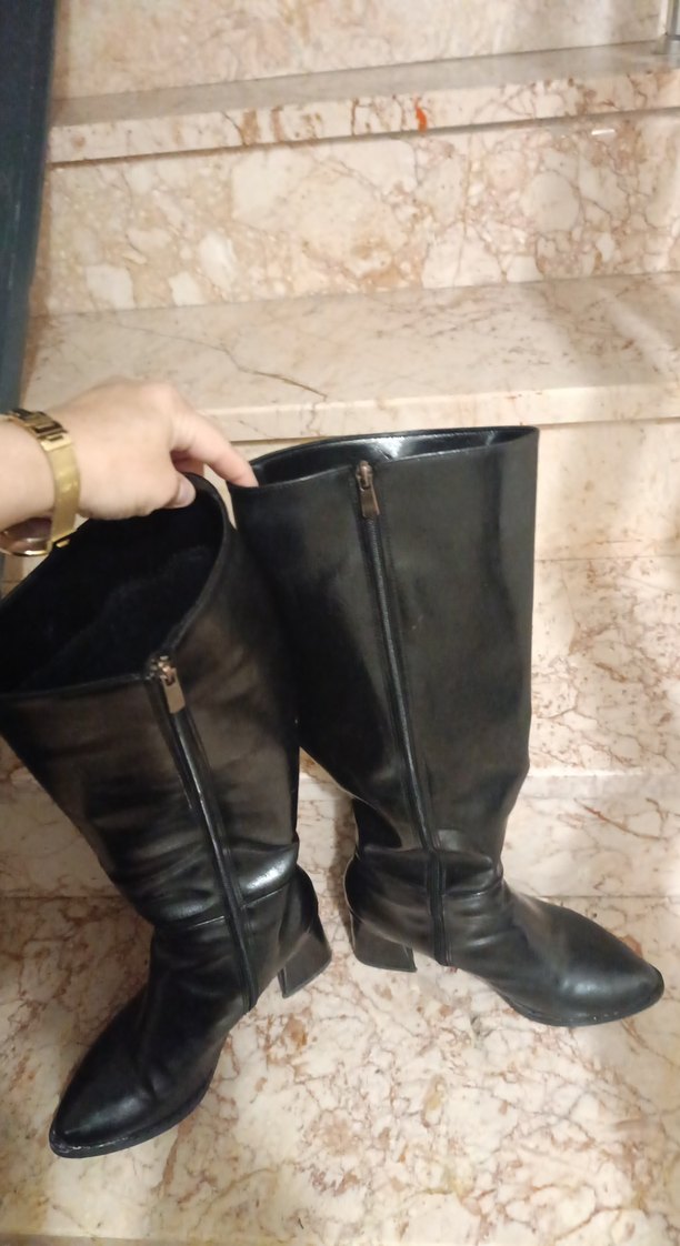 Kadın Siyah Deri Dizüstü Stiletto Çizme - Görsel 4