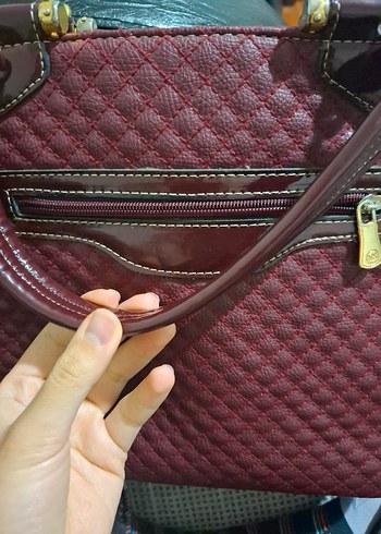 Beden bordo Renk Michael Kors Bordo Deri Kadın Büyük Omuz Çantası