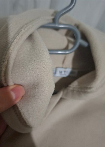 s Beden Bej Baskılı yazılı kapişonlu Kadın Sweatshirt