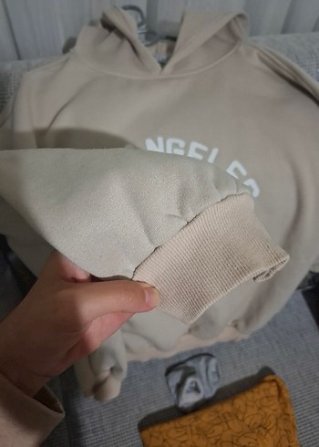 Trendyol & Milla Bej Baskılı yazılı kapişonlu Kadın Sweatshirt