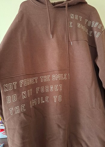 m Beden kahverengi Renk Kadın Kahverengi 3 iplik Kapüşonlu Tunik Sweatshirt