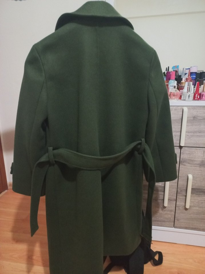 Yeşil Kadın Midi Yün Kaban - Görsel 2