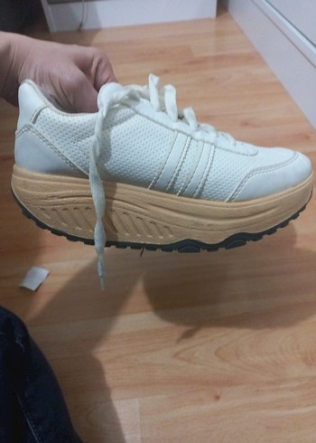 Kadın Beyaz Bağcıklı Platform Spor Ayakkabı - Görsel 4