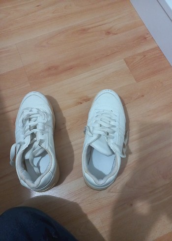 Kadın Beyaz Bağcıklı Platform Spor Ayakkabı - Görsel 3