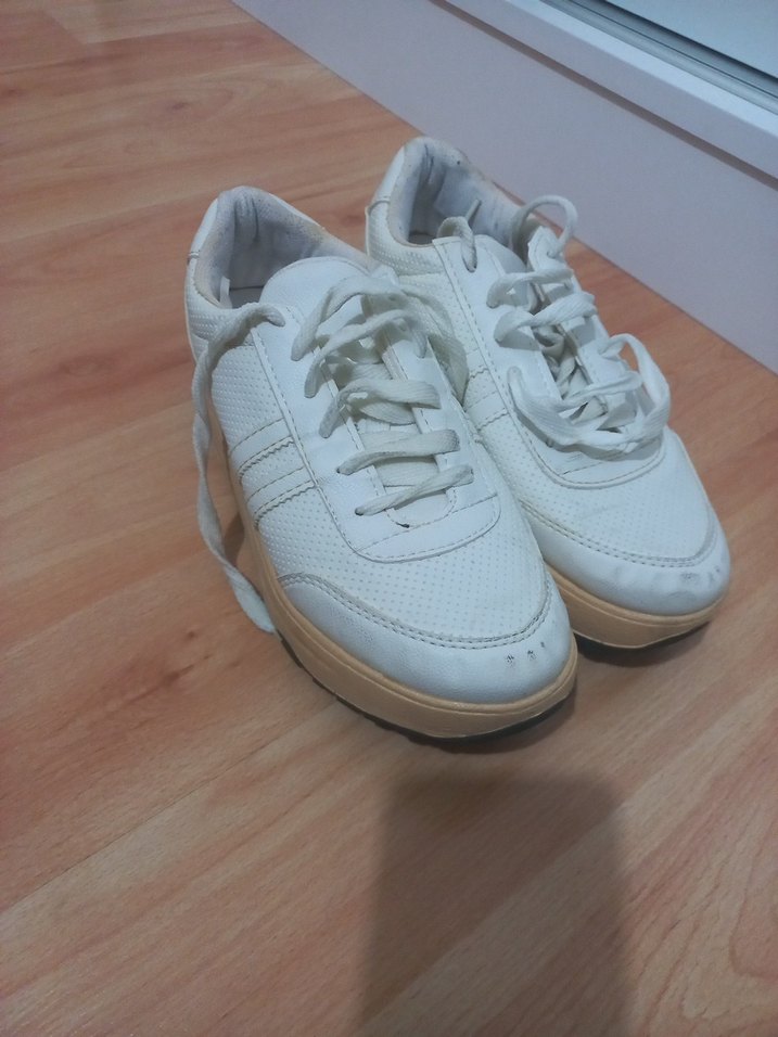 Kadın Beyaz Bağcıklı Platform Spor Ayakkabı - Görsel 2