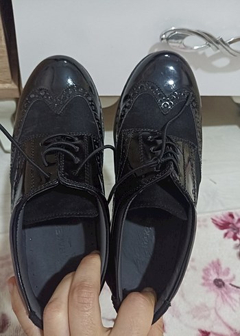 Siyah Rugan Bağcıklı Stiletto Kadın Ayakkabı - Görsel 2