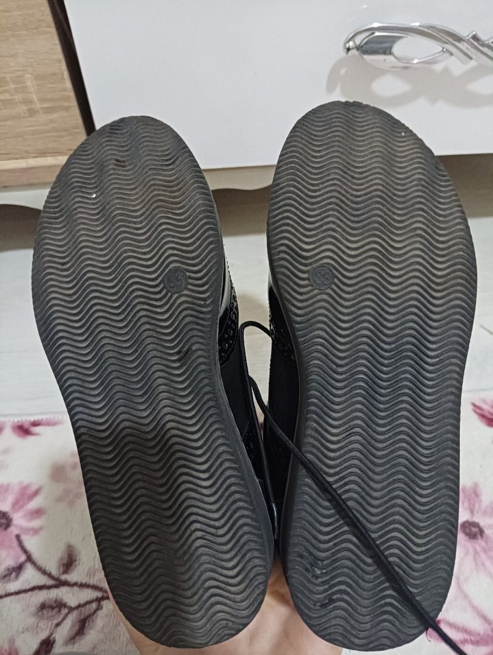 Siyah Rugan Bağcıklı Stiletto Kadın Ayakkabı - Görsel 3