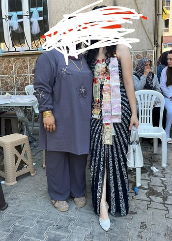 Askılı, Uzun, Drapeli Bohem Kadın Elbise - Görsel 2