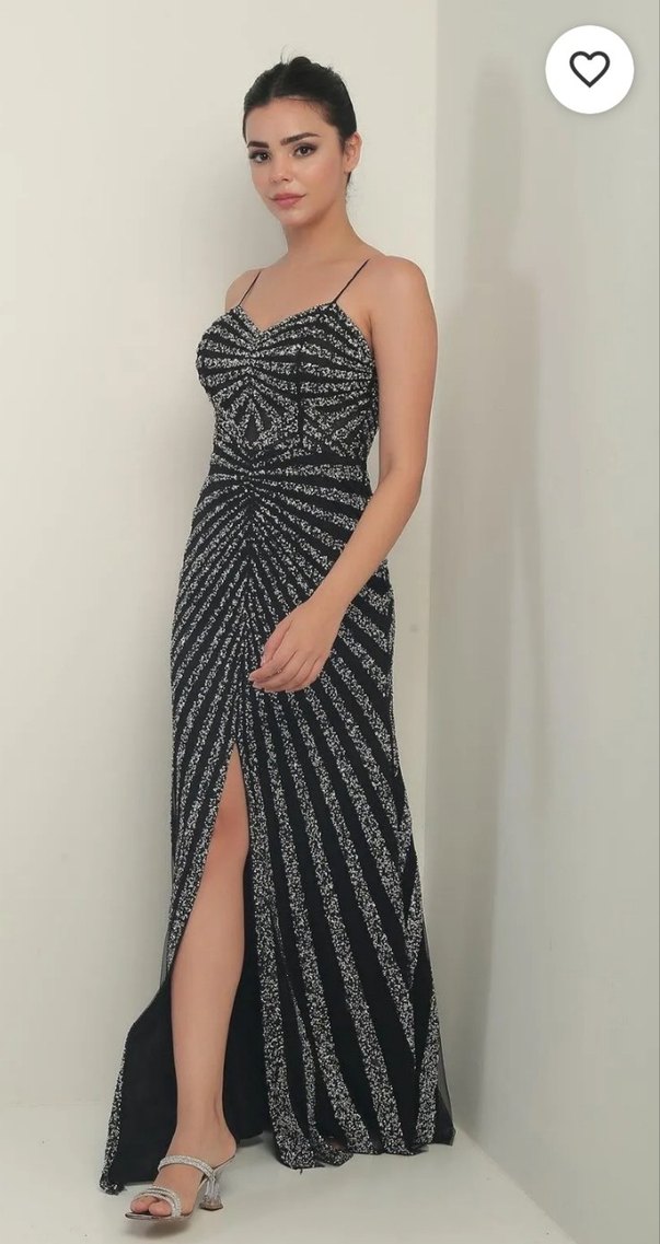 Askılı, Uzun, Drapeli Bohem Kadın Elbise - Görsel 3