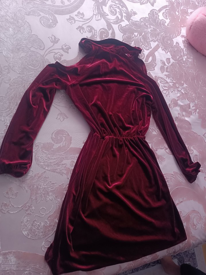 Bordo Midi Kadın Abiye Elbise - Görsel 2