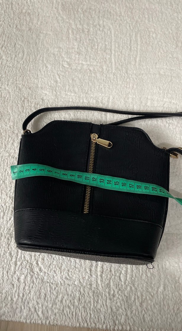 Siyah Deri Kadın Çanta Fermuarlı - Görsel 2