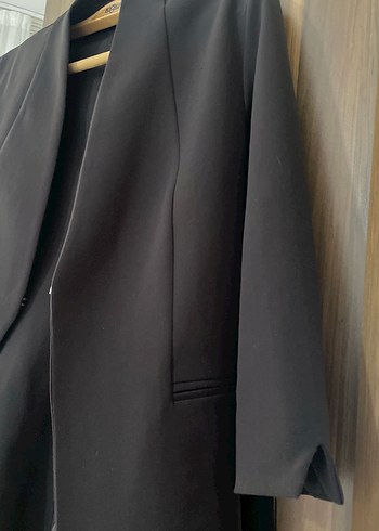 Siyah Kadın Uzun Ofis ceketi - Görsel 2