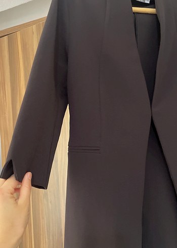 Siyah Kadın Uzun Ofis ceketi - Görsel 5