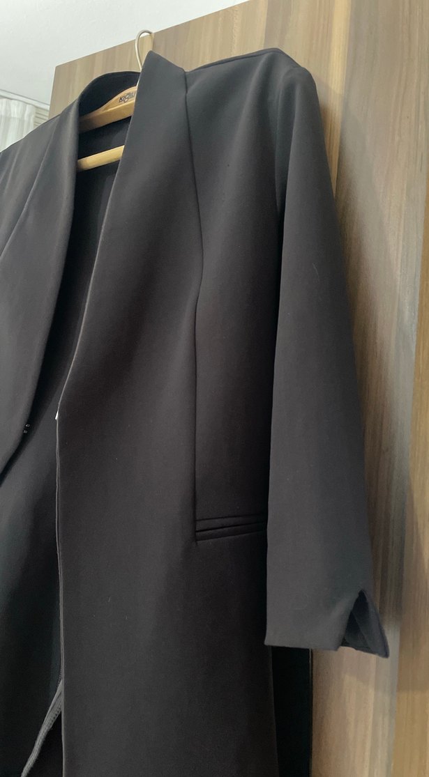 Siyah Kadın Uzun Ofis ceketi - Görsel 2