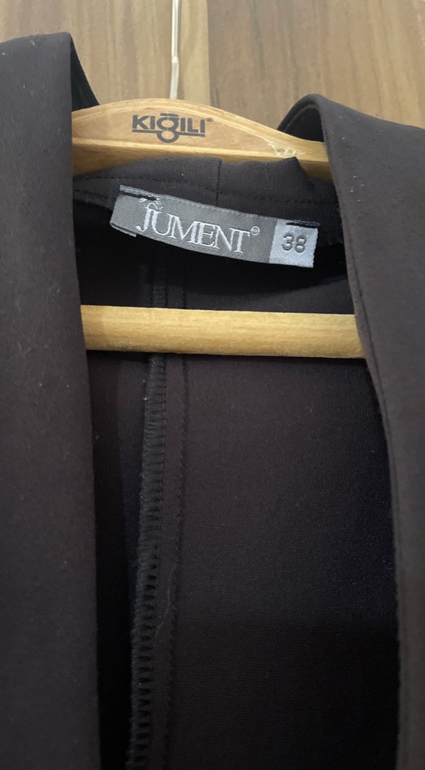 Siyah Kadın Uzun Ofis ceketi - Görsel 4