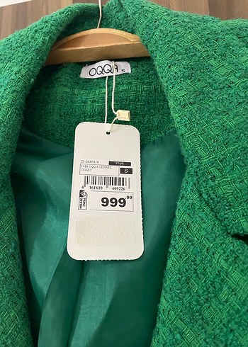 Parizyen Stil Yeşil Düğmeli Kadın Blazer - Görsel 2