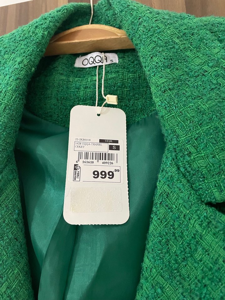 Parizyen Stil Yeşil Düğmeli Kadın Blazer - Görsel 2