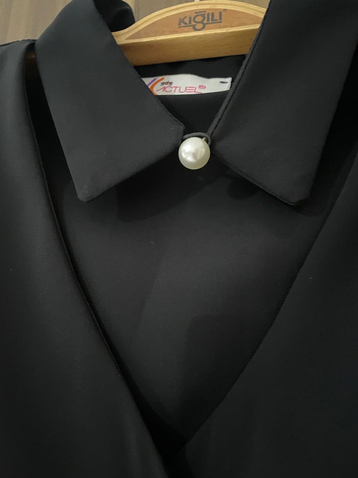 Siyah Kadın Uzun Kollu Gömlek - Görsel 3