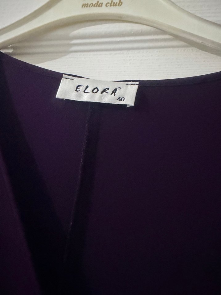 Uzun Kollu Mor Drapeli Kadın Abiye Elbise - Görsel 3