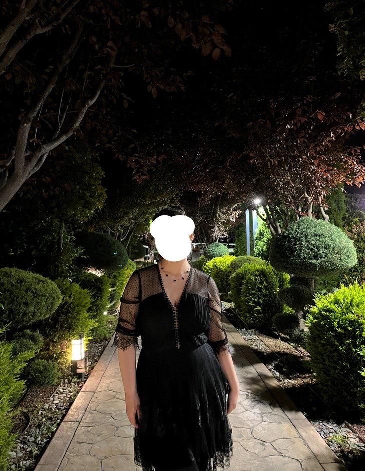 siyah Fransız küpürlü şık  elbise - Görsel 2