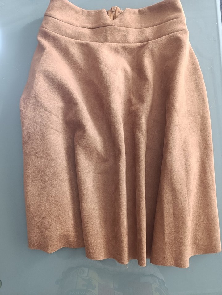 Bej Süet Hamile Midi Etek - Görsel 2