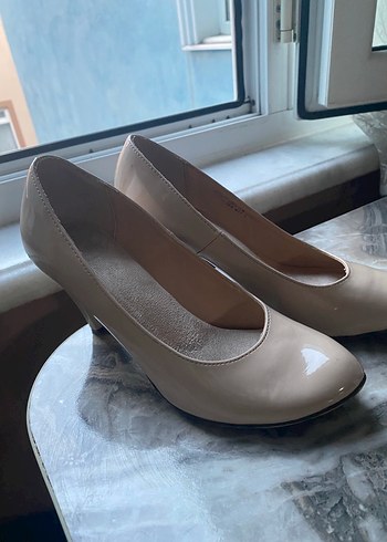 Abiye Bej Rugan Stiletto Ofis Ayakkabısı