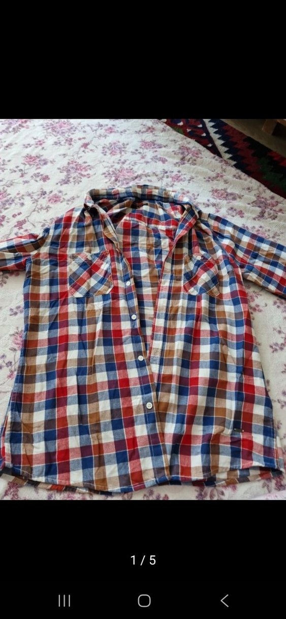 Düğmeli Çok Renkli erkek
 Pamuk Gömlek - Görsel 5