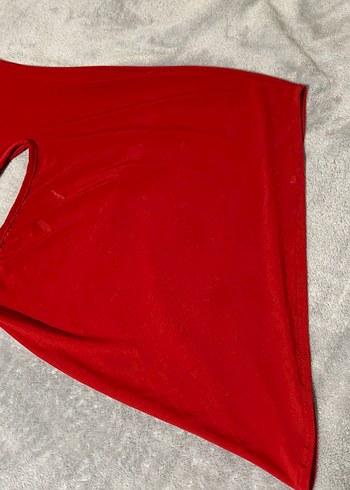 Kırmızı Asimetrik Mini Elbise - Görsel 3