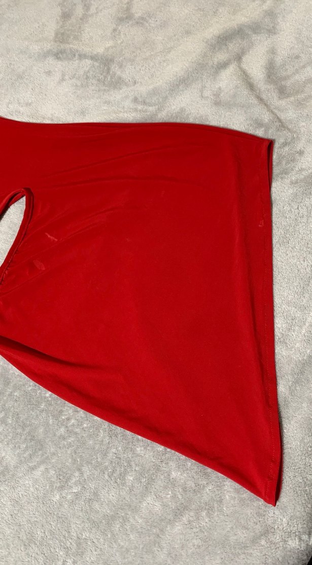 Kırmızı Asimetrik Mini Elbise - Görsel 3