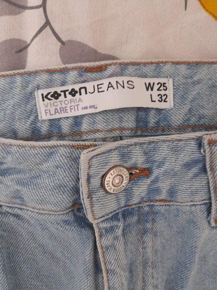 Koto Kelebek Nakışlı Kadın Kot Pantolon - Görsel 3